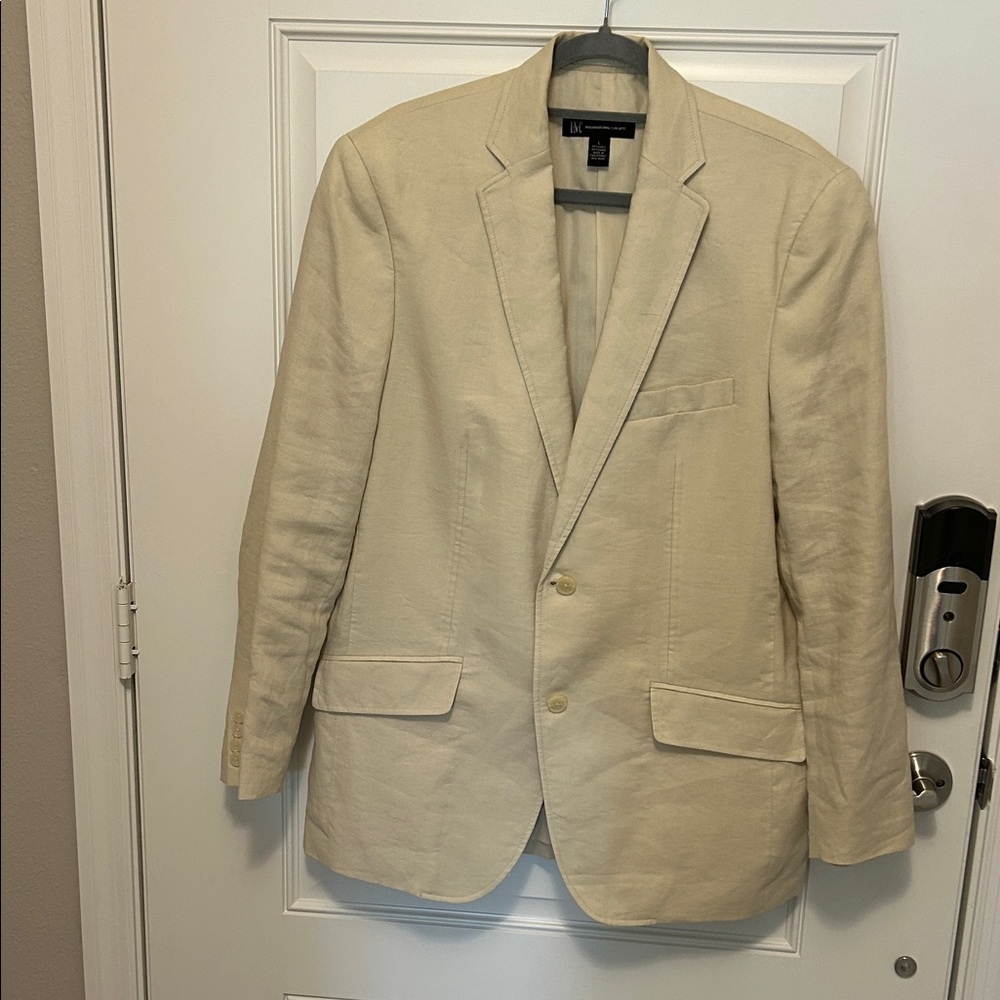 I N C Light Tan Linen Blazer for Men